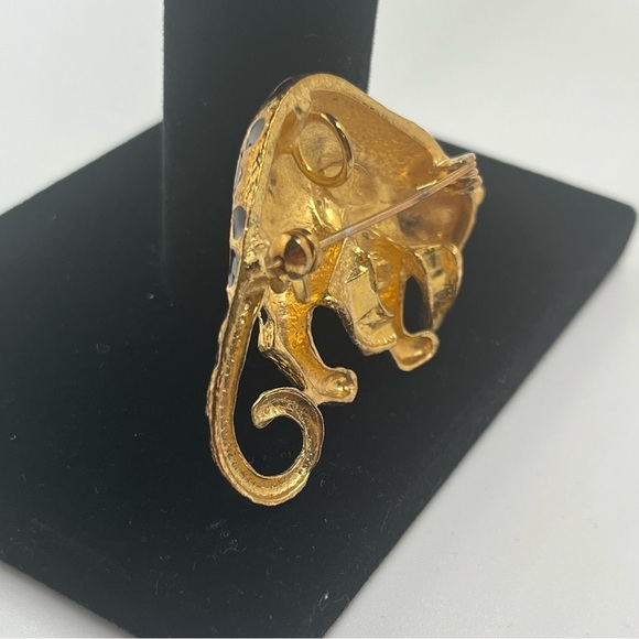 Vintage Park Lane Enamel Leopard Brooch/Pendant Rhinestone Eyes cheetah leopard - Picture 8 of 12